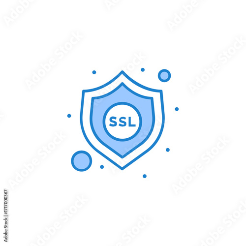 Blue SSL Shield Icon Representing a Secure Connection and Data Protection