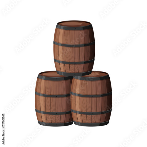 Stacked wooden barrels A visual representation of storage and aging