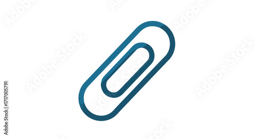 Isolated teal paperclip illustration on a white background creating a minimalist and clean aesthetic design for office supplies or stationery concepts
