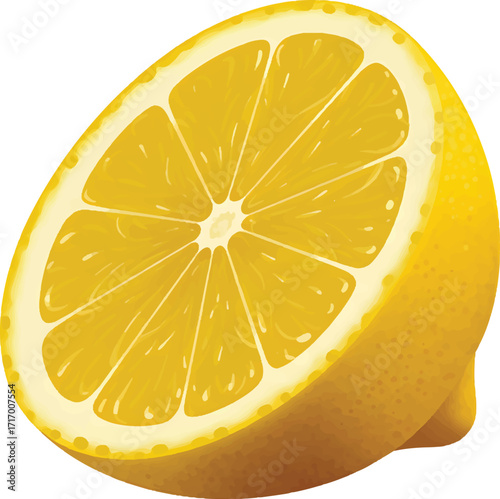 Vector Illustration Vibrant Lemon Slice on Transparent Background