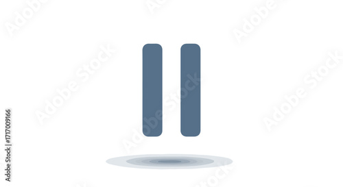 Elegant pause icon in muted blue with subtle shadow effect offering a modern digital media representation and functionality showcase