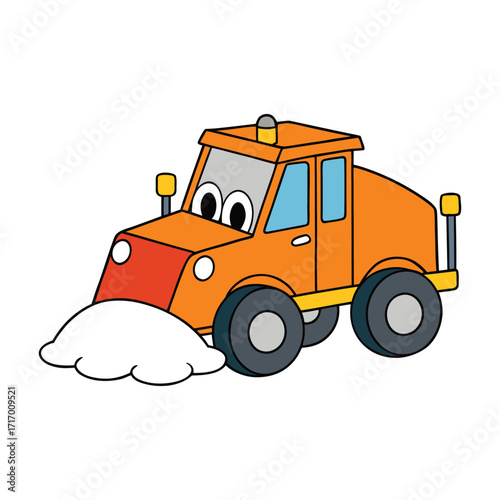 A snow plough clears roads of snow and ice, ensuring safe travel during winter. Its powerful blade pushes snow aside, keeping streets accessible and traffic moving.
