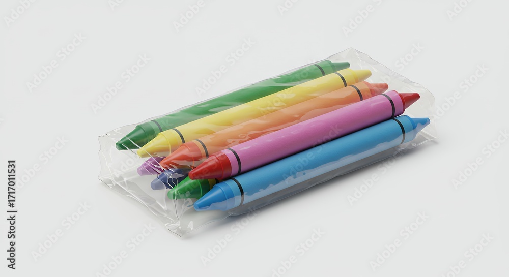 Fototapeta premium Colorful crayons in plastic packaging