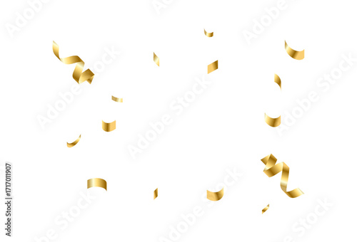 Golden cascade Celebration of confetti falling on a crisp white canvas, evoking a sense of joyful festivity and lighthearted cheer
