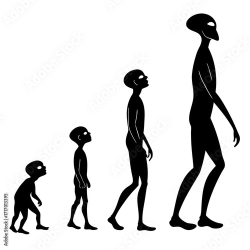 Alien Growth Stages Silhouettes extraterrestrial evolution