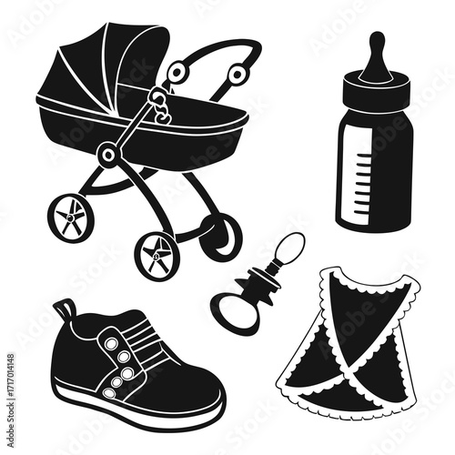 Baby Items Silhouette Collection stroller baby bottle