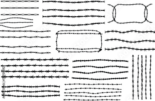 Grunge black spiked barbed wire for urban design vector illustration. This vector for creative design. Eps 10