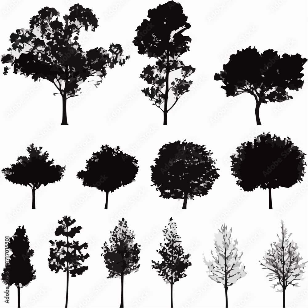 Fototapeta premium set of trees silhouettes