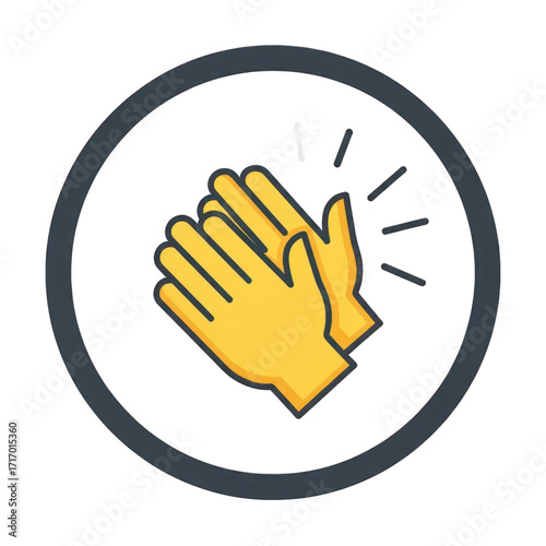 Yellow hands clapping in a dark circle symbolizing applause and appreciation icon
