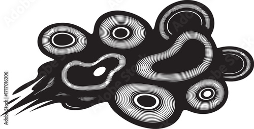 Abstract organic shapes texture woodcut style graphic silhouette