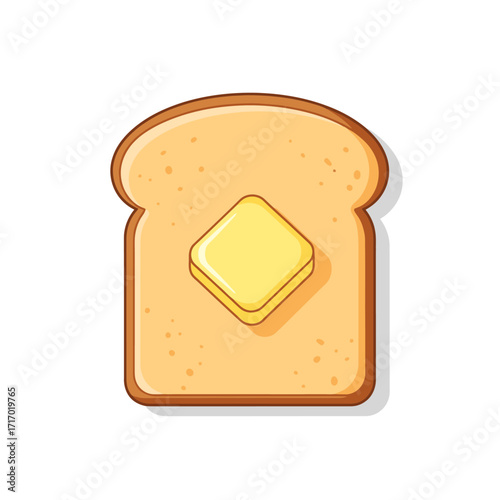A simple illustration of a slice of toast with a pat of butter on top.