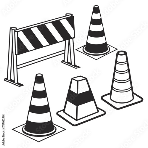 Traffic Cones and Construction Barriers Assortment