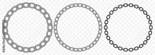 Monochrome set different type of metal chains in silhouette style. Seamless shape, for graphic design of logo, emblem, symbol, sign, badge, label, stamp, isolated on Transparent background.  EPS 10.