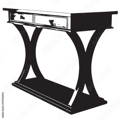 Black console table for entryway Silhouette Vector, High Quality Illustration on White Background