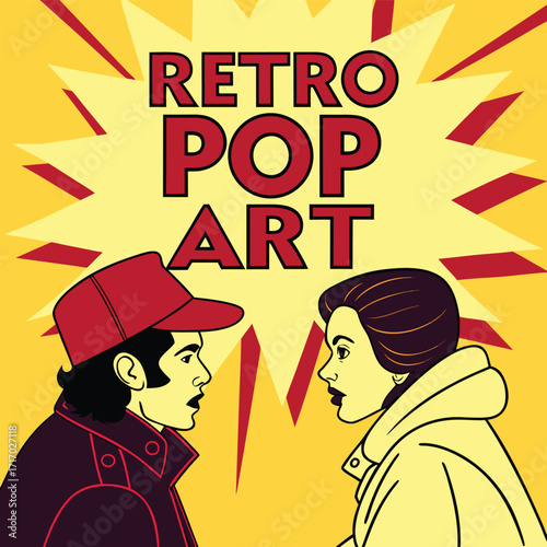 Dynamic Retro Comic Book Style Pop Art with Bold Text, Vibrant Yellow, Red, and Black Colors, High Contrast and Explosive Energy