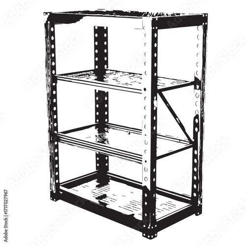 Black corner storage rack Silhouette Vector, High Quality Illustration on White Background