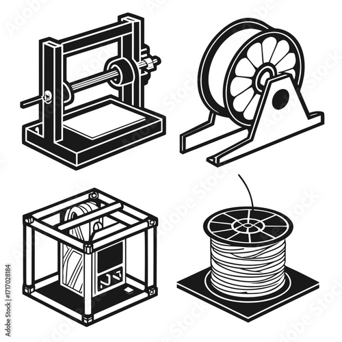 3D Printing Equipment and Filament Spools Keywords: 3D printer, 3D printing, filament, spool