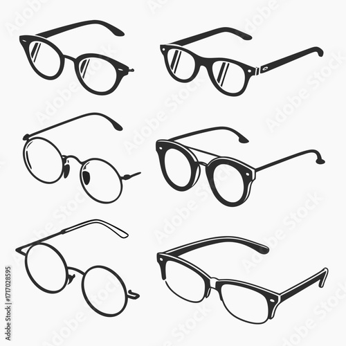 Assortment of Six Eyeglasses and Sunglasses Silhouettes