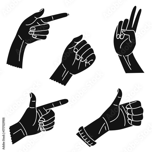 Black Silhouette Hand Gestures Collection sign symbol
