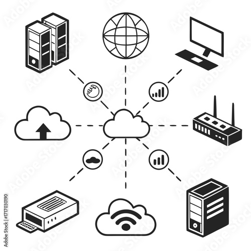 Cloud Network and Technology Icons Diagram cloud computing