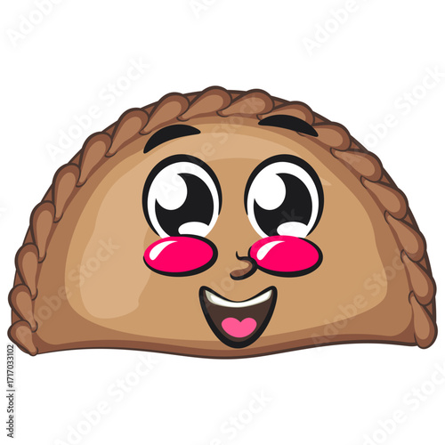 cute empanada mascot character vector illustration, work of hand drawn