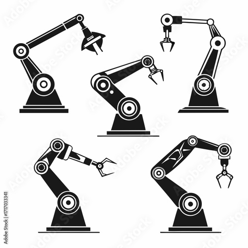 Industrial Robotic Arms Silhouettes Collection robot arm
