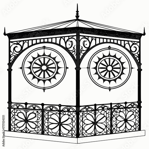 Ornate Gazebo with Decorative Panels pavilion structure