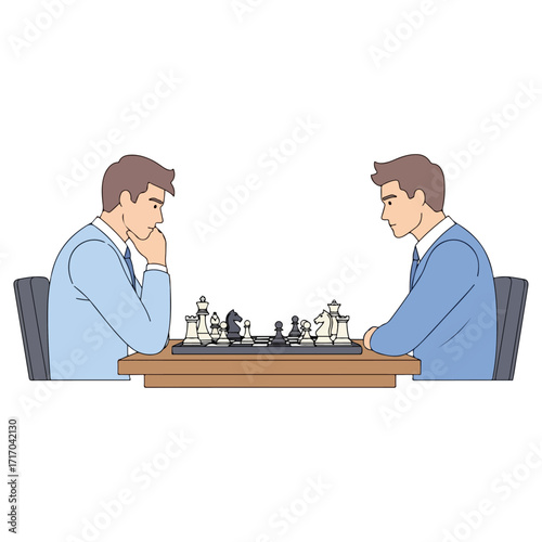 Chess players deeply focused on the strategic game.