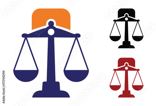 Scales of justice logo set, symbolizing law, legal, justice, and balance, ideal for law firms and judicial concepts