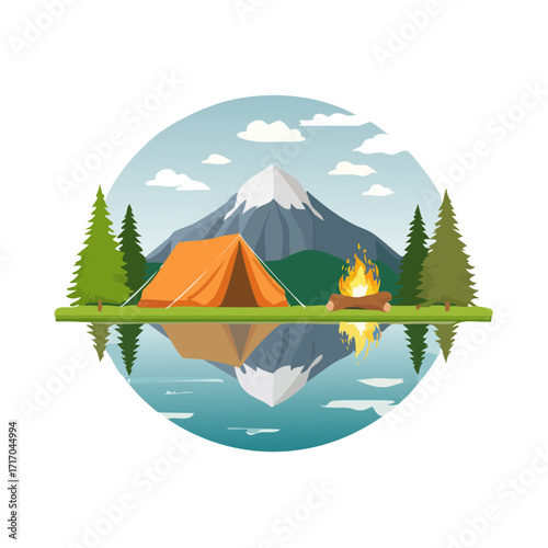 acampamento no lago