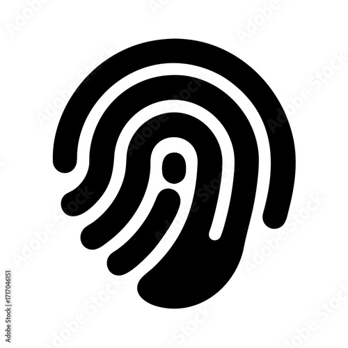 Fingerprint Symbol: A clean and modern illustration of a fingerprint, a universal symbol of identity and security, conveying concepts of technology, privacy, and personal identification. 