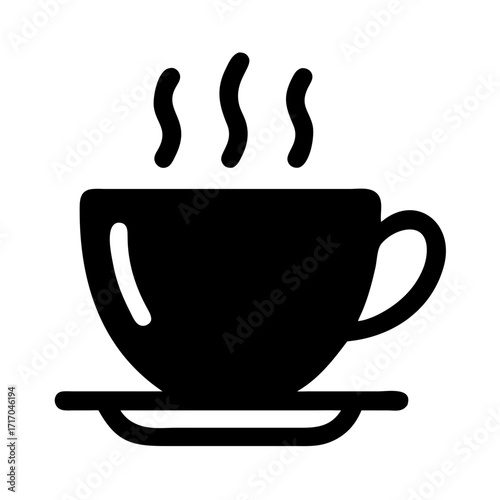Steaming Cup: A classic silhouette of a coffee cup with steam rising, representing warmth and comfort.