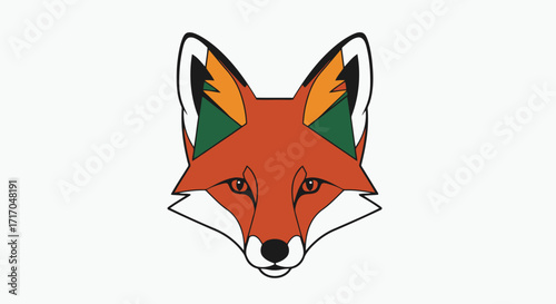 Vector art of stylized illustration of a fox face