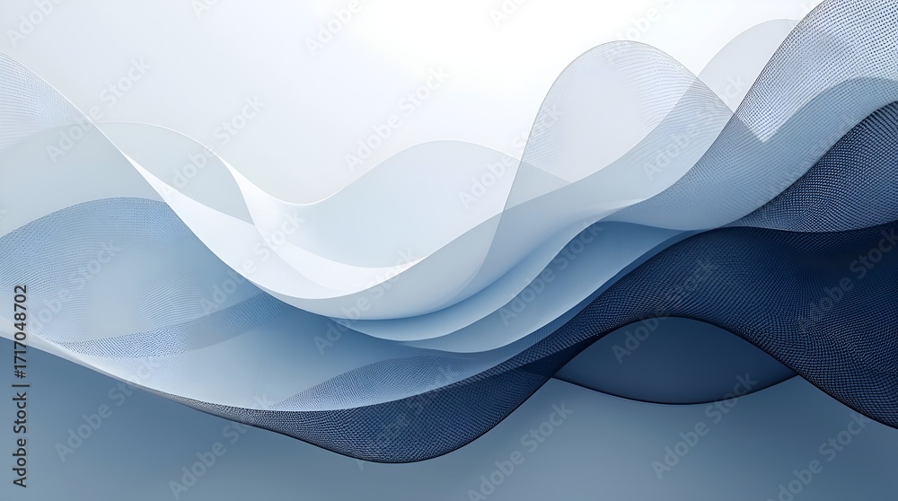 Fototapeta premium Contemporary mesh design – harmonious white, blue, and black gradient with smooth rounded blending. Subtle noise texture adds sophistication and calm visual balance.