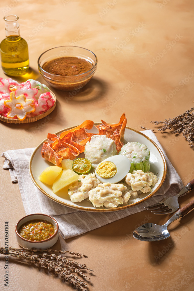 Φωτογραφία Plate of siomay with side dishes suitable for food blogs, restaurant menus, asian cuisine articles, indonesian cuisine promotions, cooking magazines
