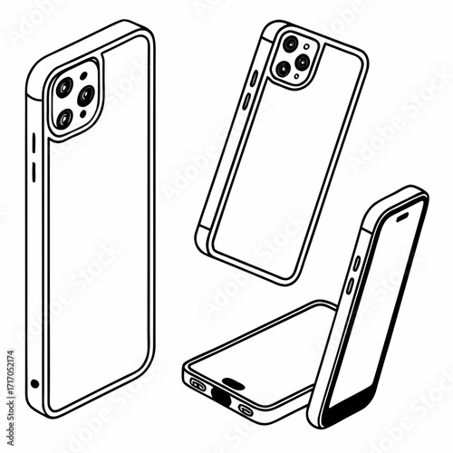 Isometric Smartphone and Case Views mobile phone case