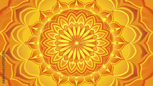 Golden mandala with intricate floral petal patterns