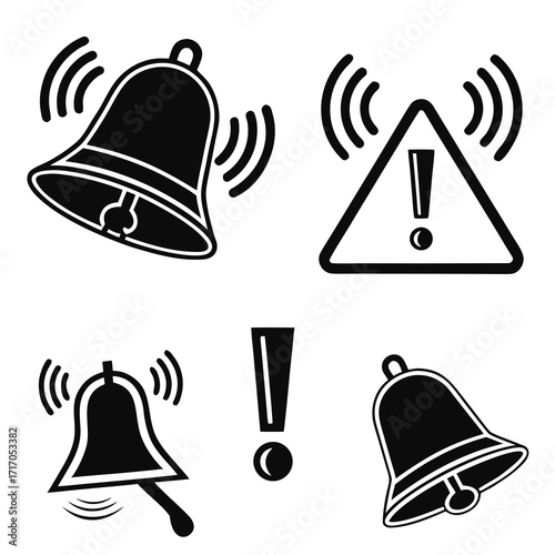 Notification Bell and Alert Symbols Collection ringing