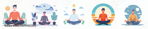 vector image of a man meditating