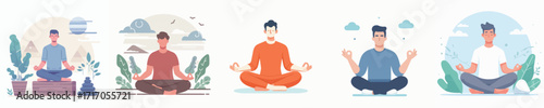 vector image of a man meditating