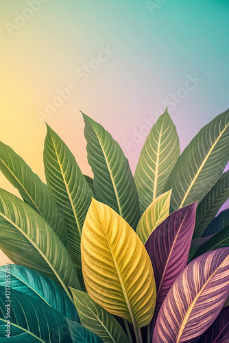 Lush tropical foliage with vibrant colors tropical leaves