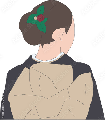 振袖 和服の女性の後ろ姿