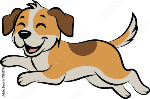 illustrator of cute happy dog is jumping vector outline and shape 