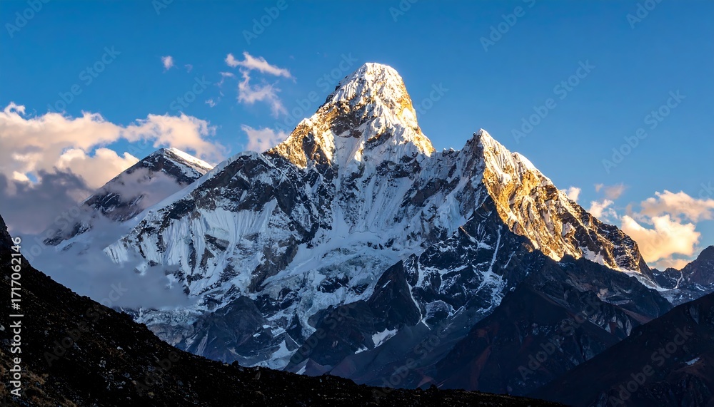 Fototapeta premium Majestic mountain peak at dawn