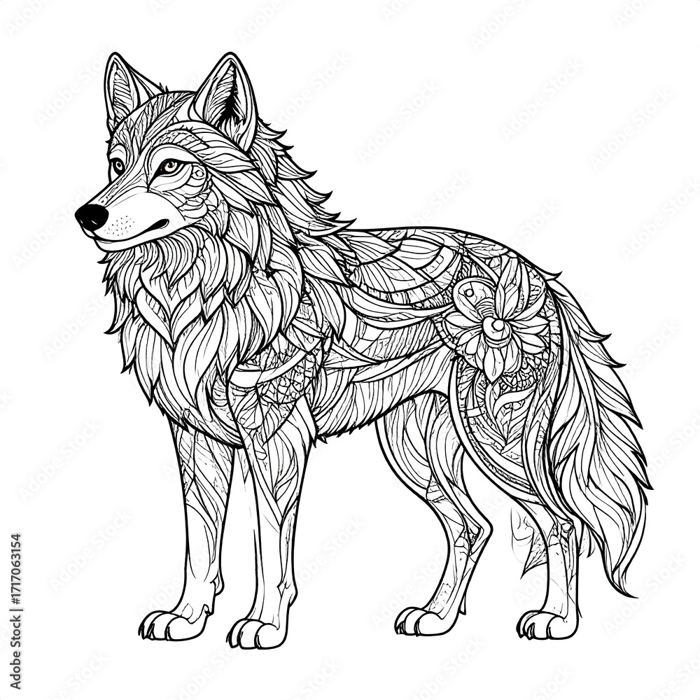 Fototapeta premium Wolf Line Art Tattoo Design Ideas