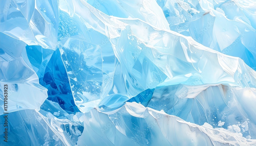 Obraz premium Frozen Wonders: An ethereal close-up of a dazzling frozen formation, its icy surfaces illuminated with shades of crystalline blues and whites, textures create an abstract scene
