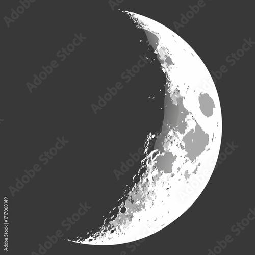 Crescent Moon Phase Against Dark Gray Background night