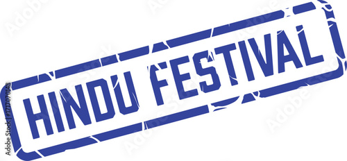 Blue rectangular imprint displays the words Hindu Festival against white background with transparent effect