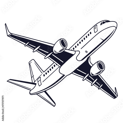 Jet airplane in flight illustration aircraft travel