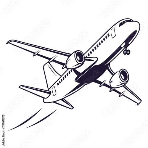 Jet airplane taking off with speed lines aircraft travel